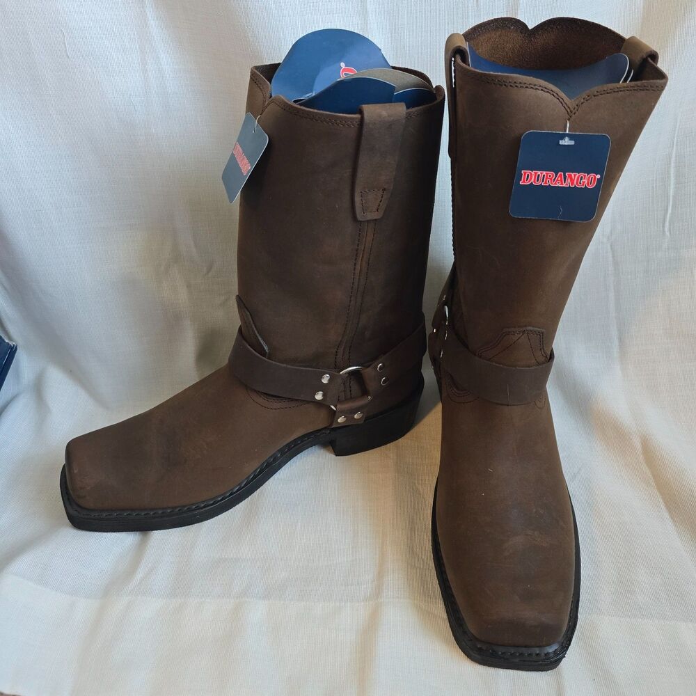 Durango Men's 11" Harness Leather Western Motorcycle Boots Brown DB594 Size 13EE